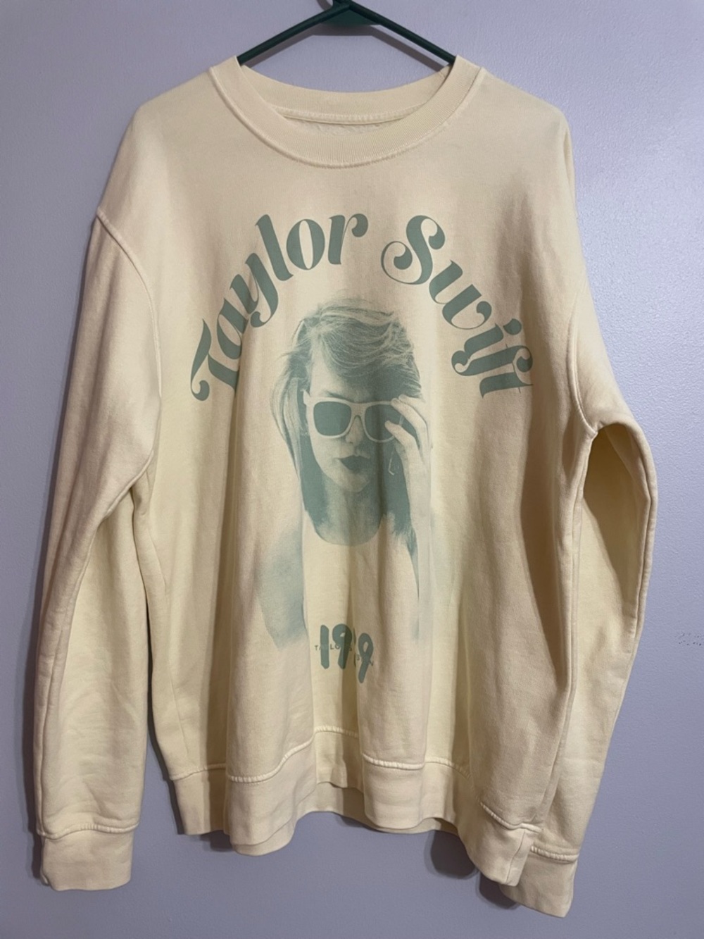 Taylor Swift Pale Yellow Crewneck with Mint Graphic